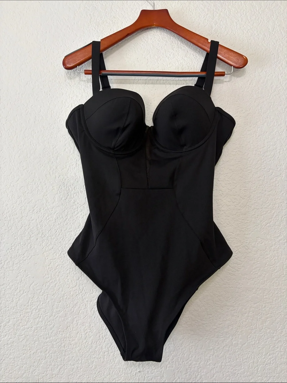 Ta3 Bombshell Black Slimming Lace Up Corset One Piece Swimsuit